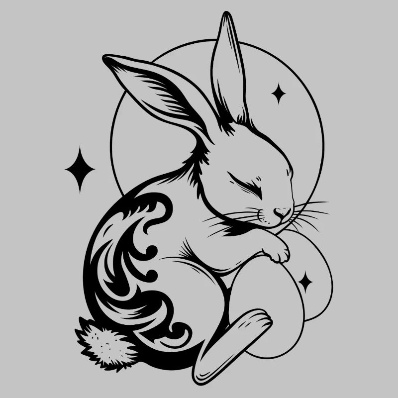 Sleeping Easter Bunny with Tribal and Eggs