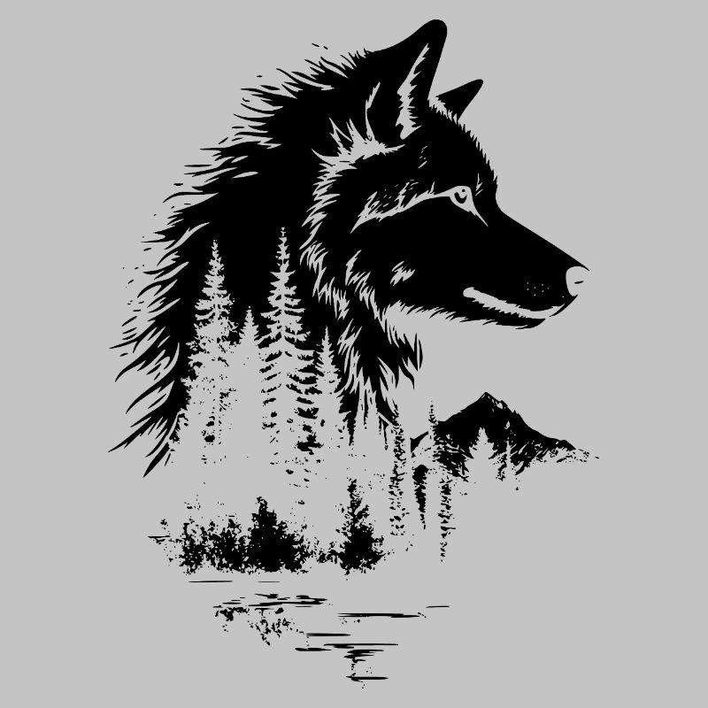Wolf Face Forest Silhouette
