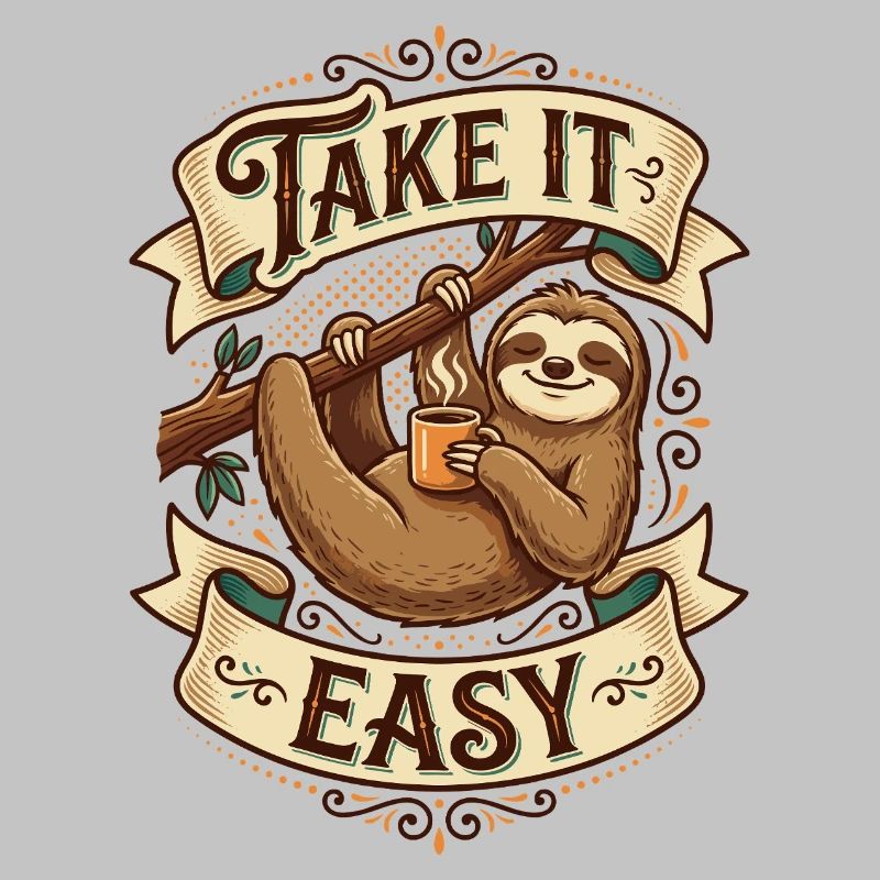 Take It Easy Sloth Motif