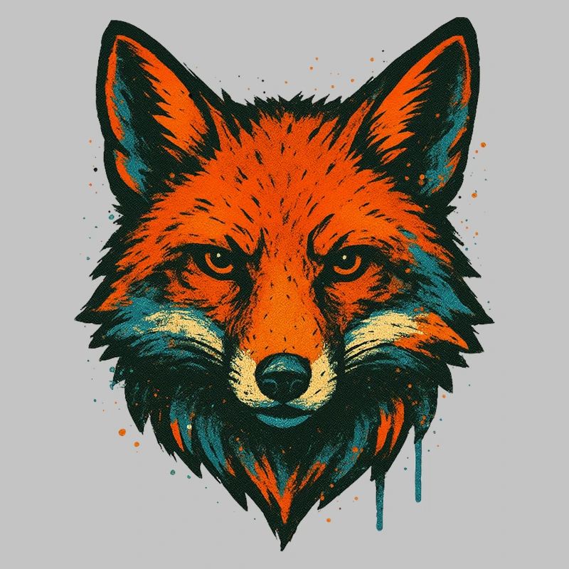 Fuchs im Neon-Graffiti