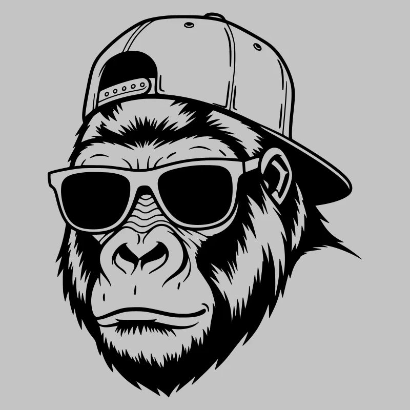 Cool gorilla with cap and sunglasses
