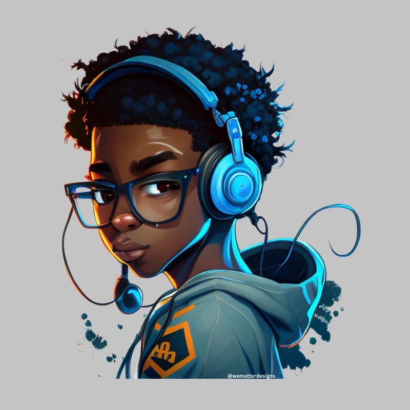 Digital gaming character with headset
