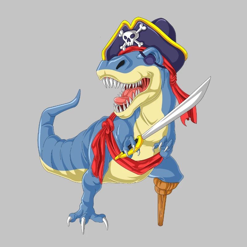 Pirate T-Rex Dinosaur Funny Tee