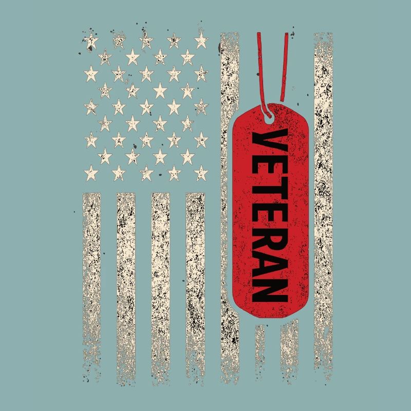 Plaque d’identité vétéran des États-Unis Drapeau Look rétro