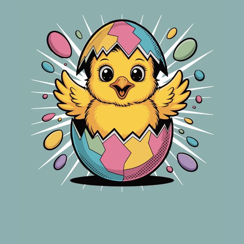 Cute Easter Chick in Egg Shirt