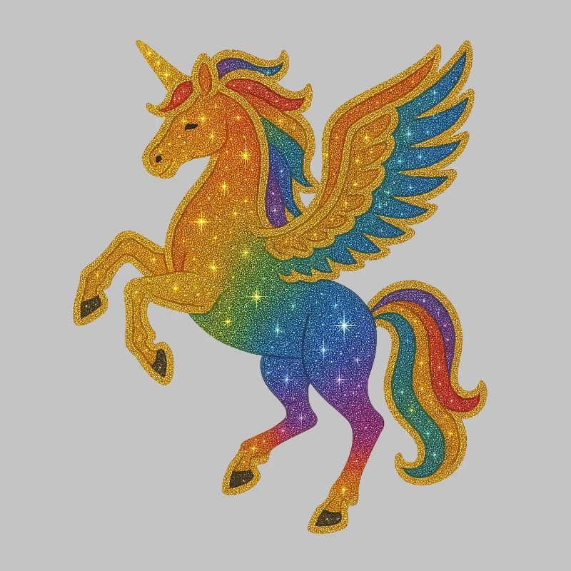 Glitzernde Regenbogen-Pegasus-Illustration