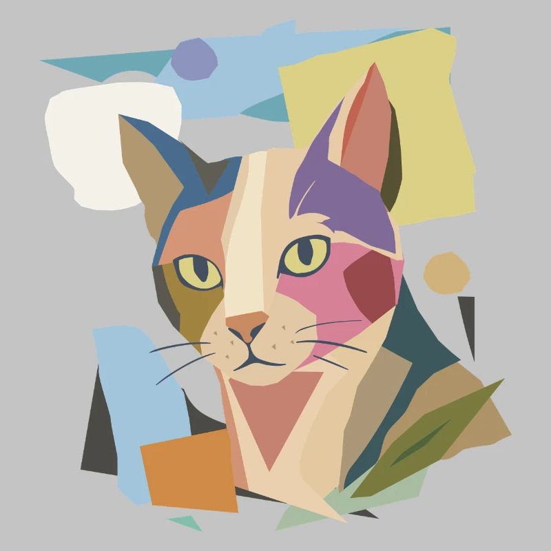 Chat abstrait dans le design moderne de bloc de couleur