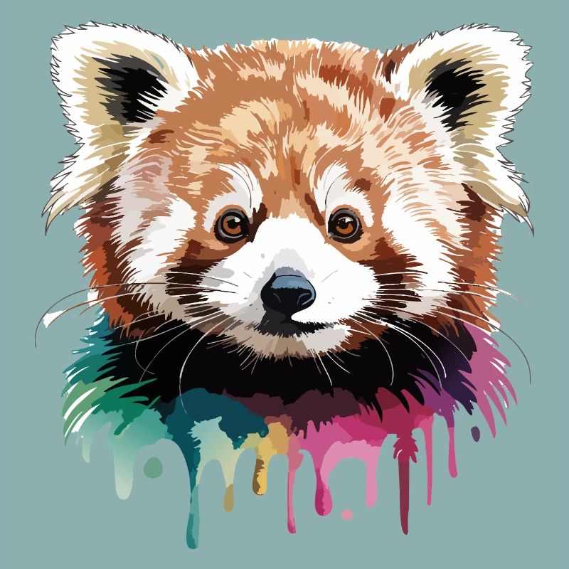 Roter Panda Kopf Farbkunst