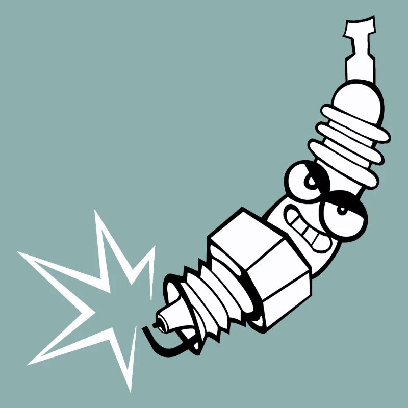 Spark plug comic with face