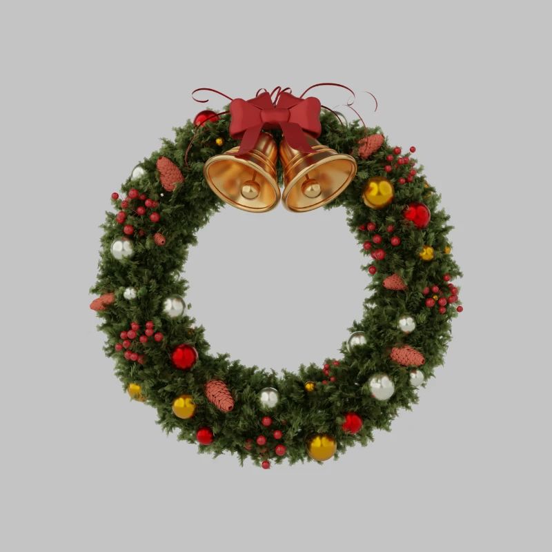 Weihnachtskranz mit Glocken und Schleife