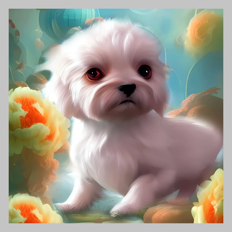 Chiot mignon avec des fleurs