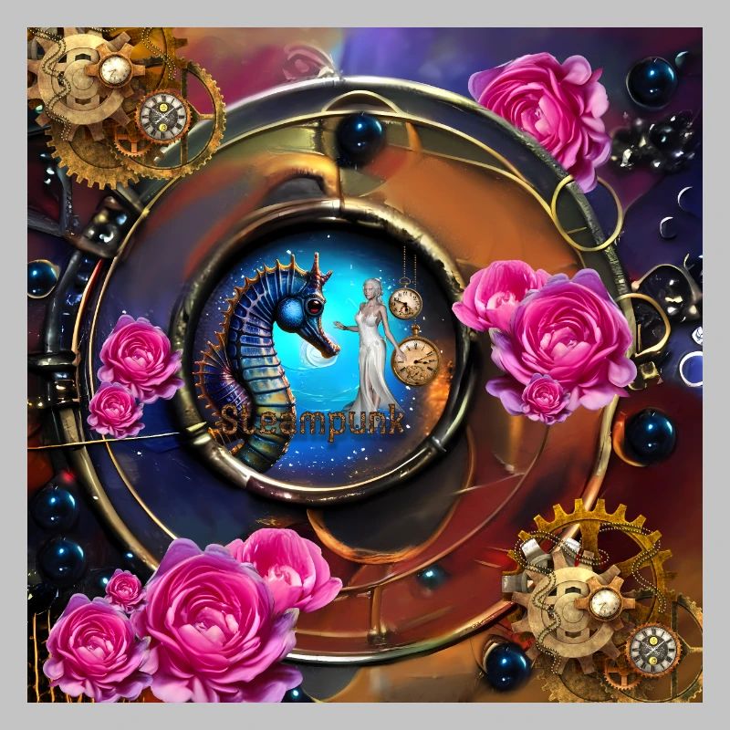 Schönes Steampunk-Design mit Seepferdchen