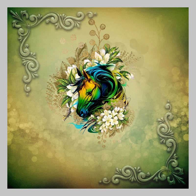 Wunderschönes buntes Pferd mit Blumen