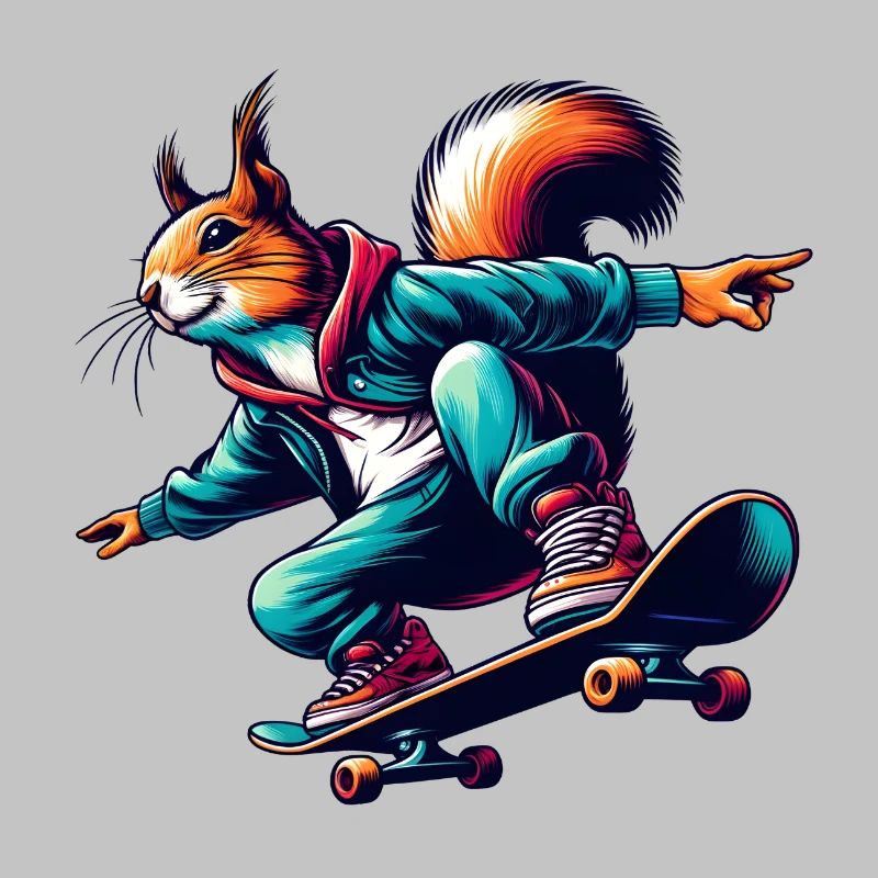 Cool squirrel on a skateboard