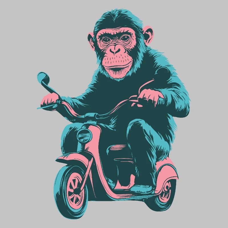 Cooler Affe auf einem Retro-Scooter