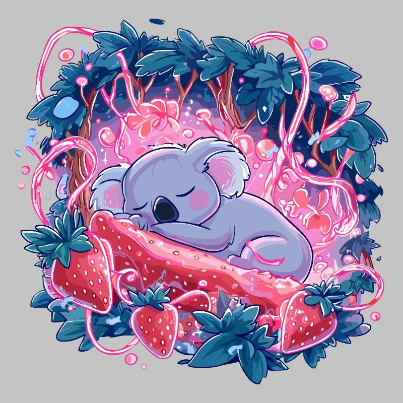Sleeping koala in strawberry glow