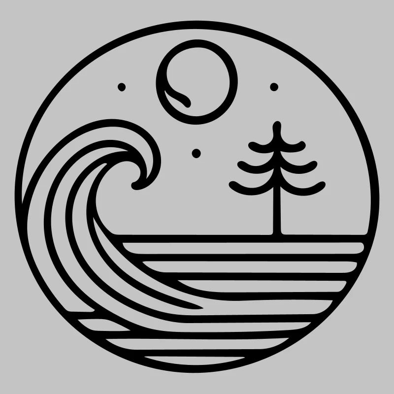 Nature in harmony – wave and moon in circulation
