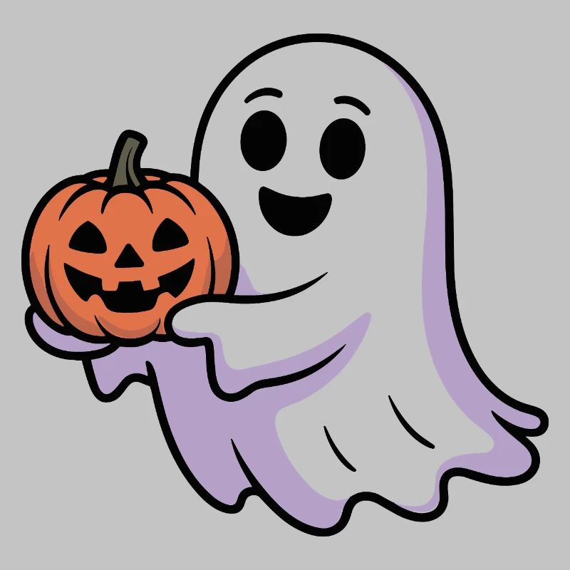 Halloween Ghost With Pumpkin Illustration