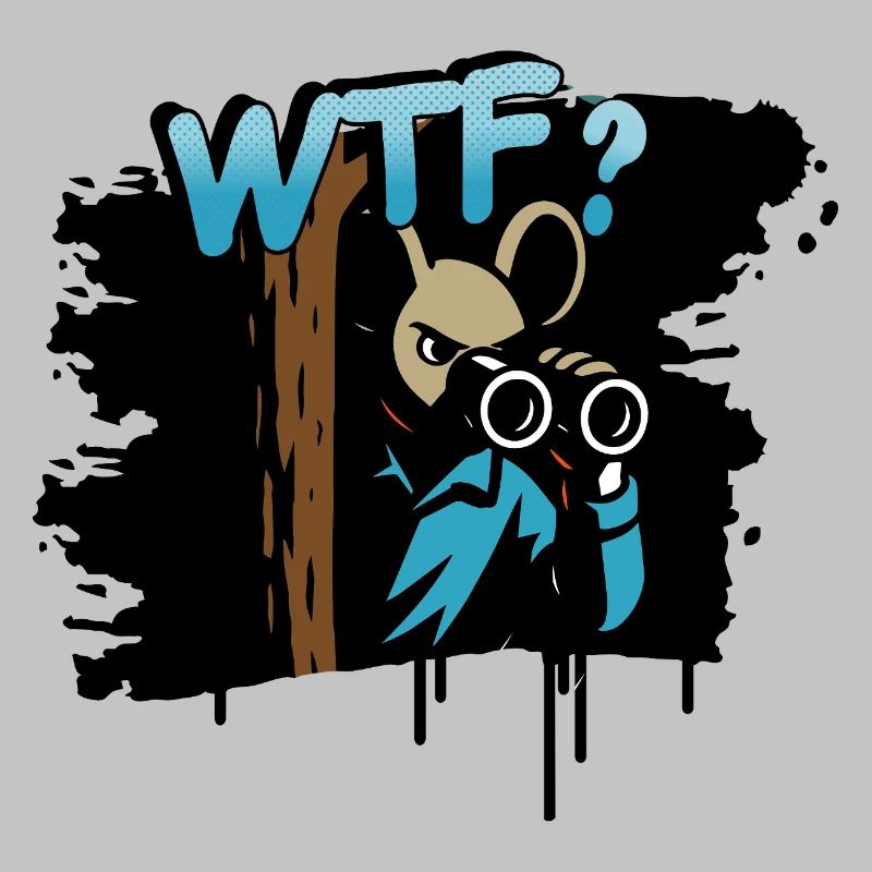 WTF Mouse with Binoculars Funny Comic Motif
