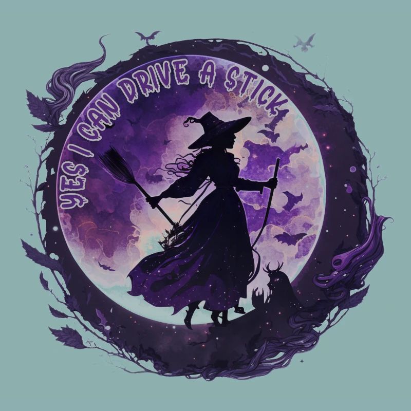 Moon Magic Witch Under Night Moon Halloween