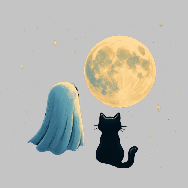 Moonlit Night: Ghost and Cat