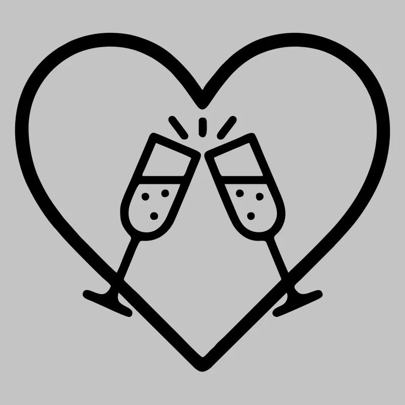 Sparkling Glasses Heart Bubbles Cheers Gift