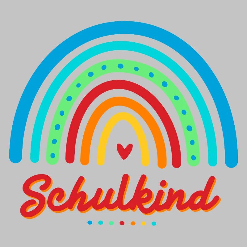 Schulkind bunter Retro Regenbogen Einschulung