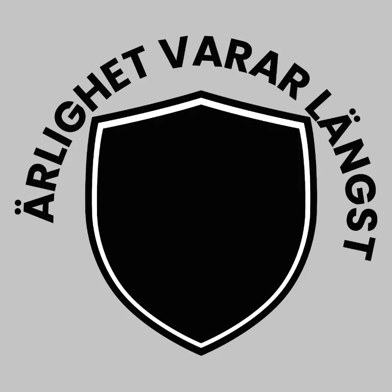 Black shield with white border emblem