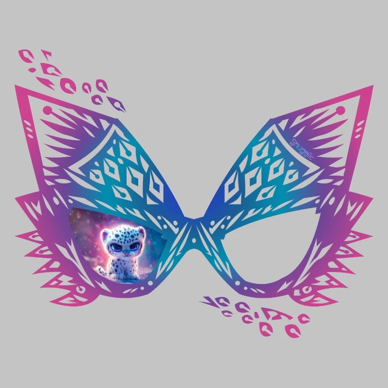 Des lunettes pour chat avec un léopard des neiges espiègle