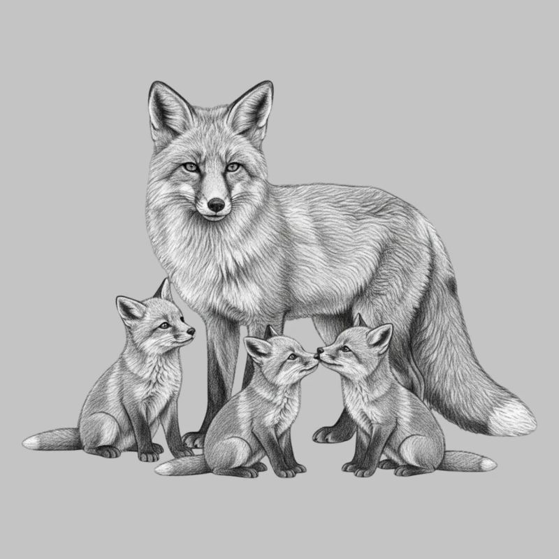 Renard et ses petits 