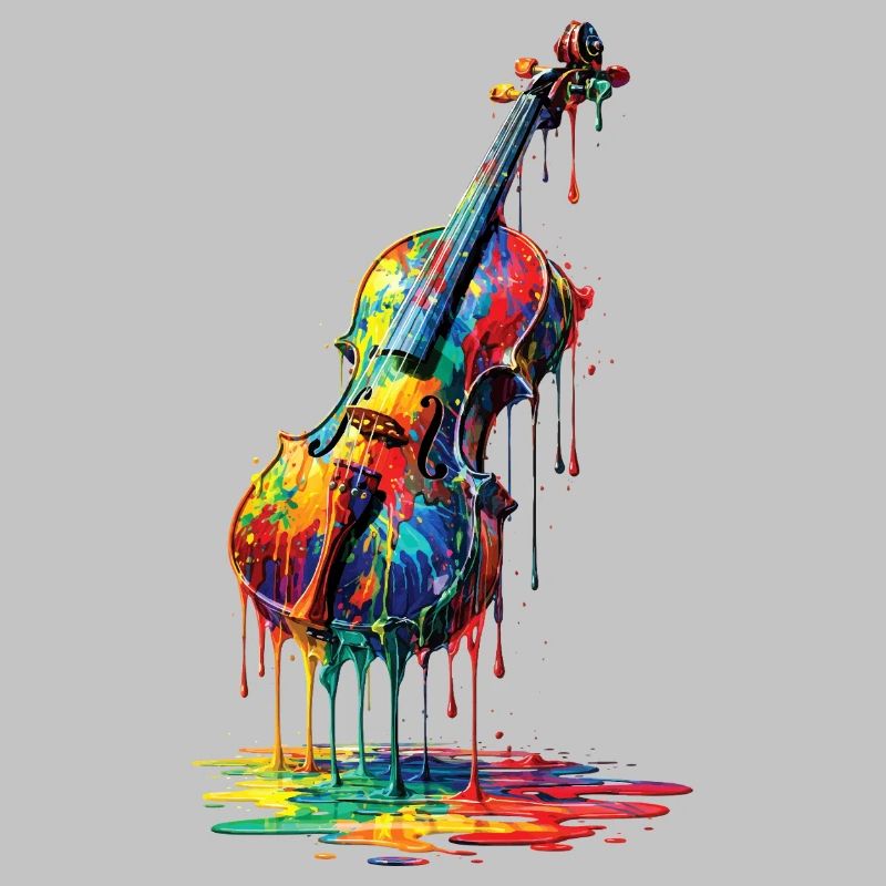 Violon avec de la peinture qui goutte