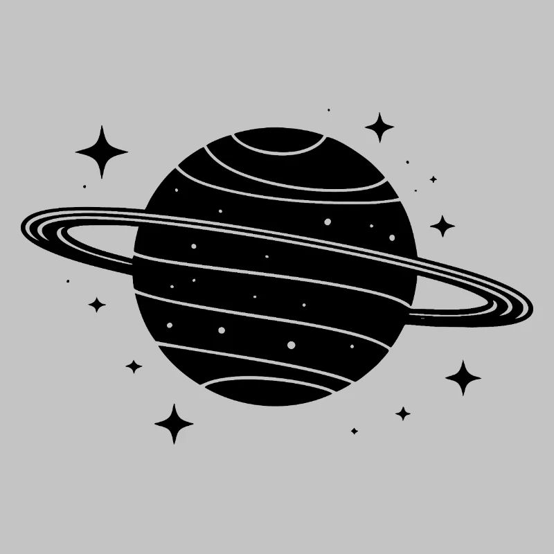 Minimalistischer Planet mit Ring – Schwarze Space