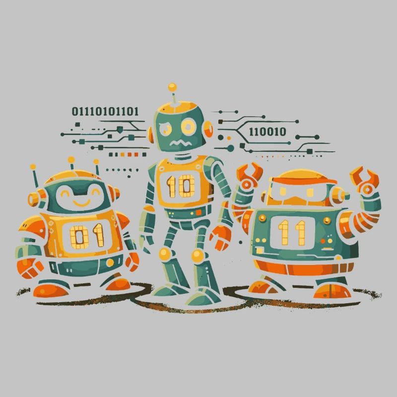 Robots Geek Code Binaire Informatique IT