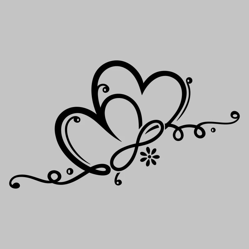 Zwei Herzen mit Blume und infinity