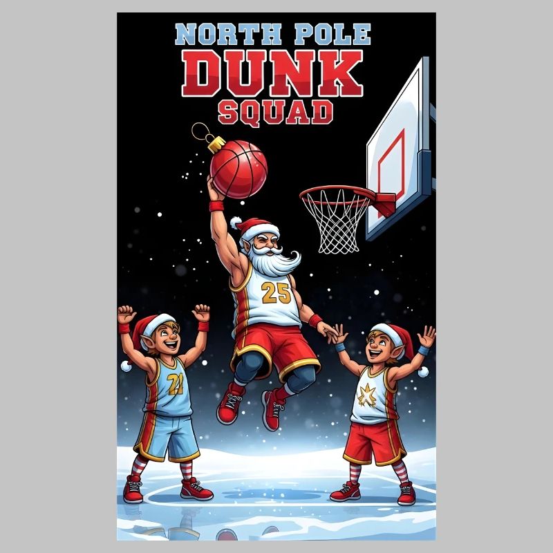 Santa Dunking Basketball North Pole Dunk Squad