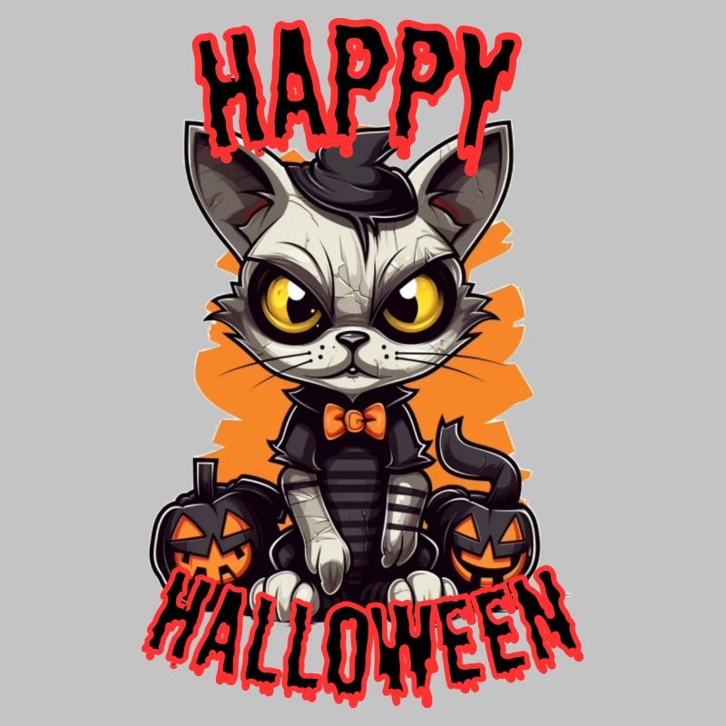 Conception mignonne de chat d’Halloween dans le style de dessin animé