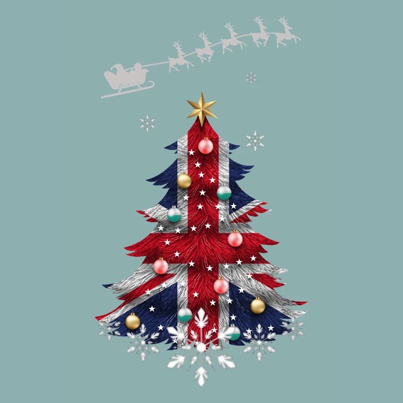 Sapin de Noël avec drapeau du Royaume-Uni