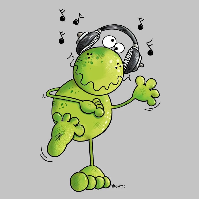 Frosch mit Kopfhörer