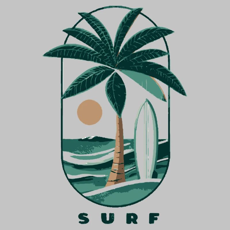 Palmier de surf et plage