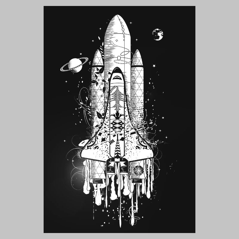 Fantasievolles Space Shuttle im Graffiti Stil
