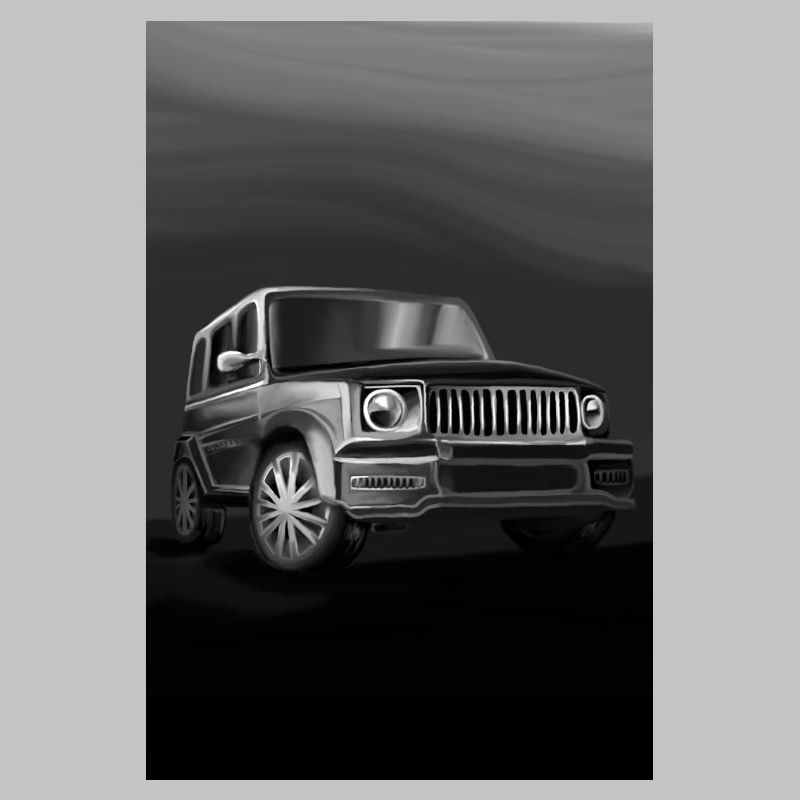 Impression d’art SUV noir et blanc