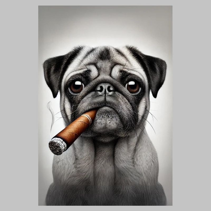 Mops mit Zigarre