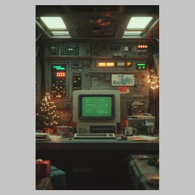 Retro Computer Console Holiday Glow