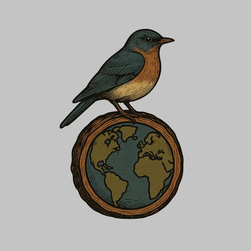 Robin on World Globe
