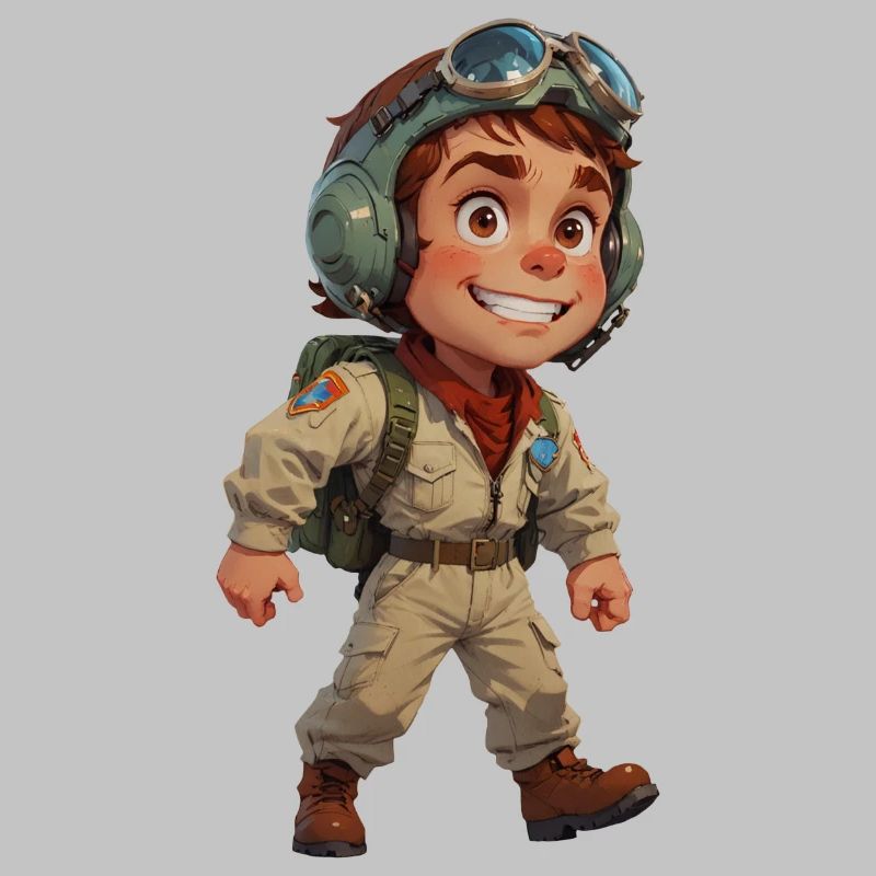 Pilote de chasse de dessin animé mignon