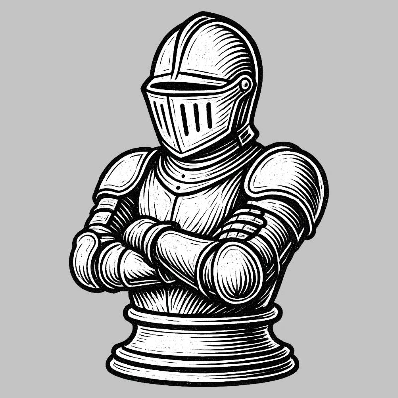 Strong knight in engraving style