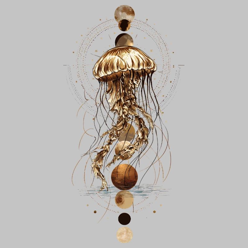 Boho Jellyfish with Moon Phases – Mystical Design