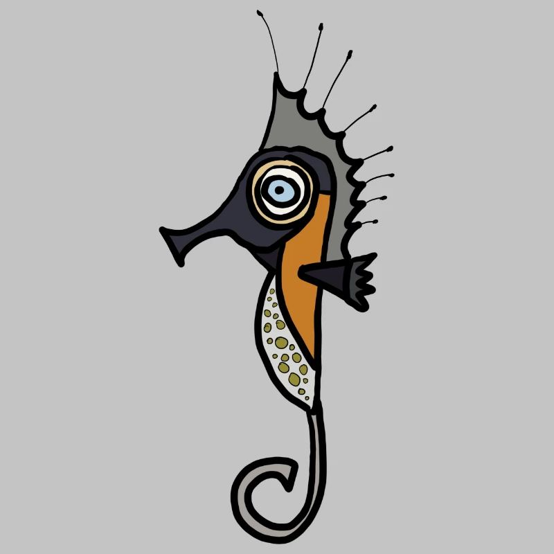 Seepferd Grafik mit dunklem Hintergrund