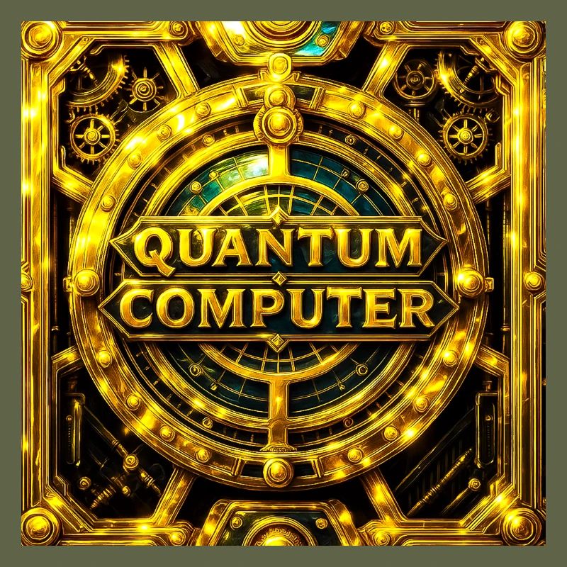 Goldenes Quantencomputer-Emblem