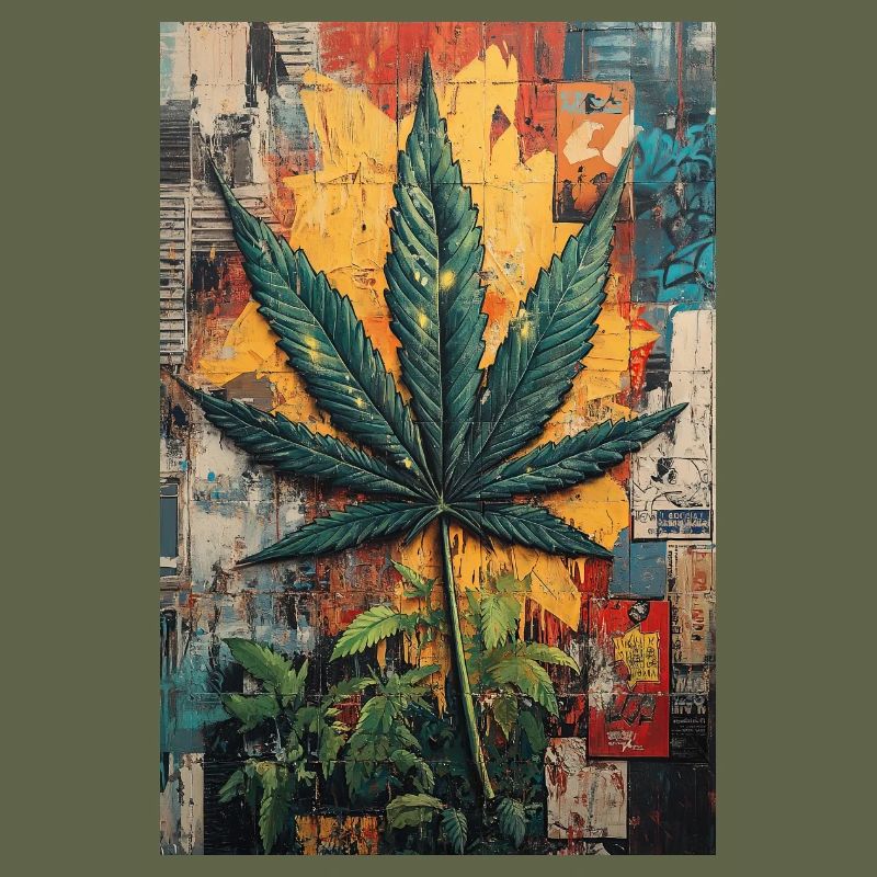 Graffiti Hemp Leaf Wall Art